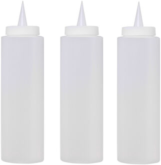 Doseerfles/knijpfles met schenktuit - 5x - 400 ml/40 cl/0,4 liter - transparant - kunststof