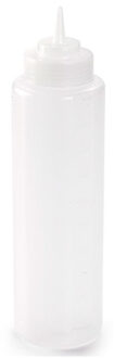 Doseerfles/sausfles - kunststof - transparant - met schenktuit - 1000 ml - 22 cm