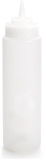 Doseerfles/sausfles - kunststof - transparant - met schenktuit - 500 ml - 22 cm