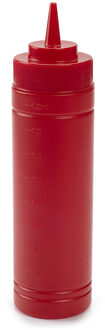 Doseerfles/sausfles rood - kunststof - met schenktuit - 500 ml - 25 x 6 Plasticforte