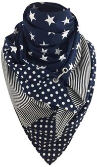 Dot Afdrukken Sjaal Patchwork Knop Vintage Maleisië Scarfes Soft Wrap Muffer Vrouwen Warm Shawlsc Sjaal Bufandas Invierno Mujer marine