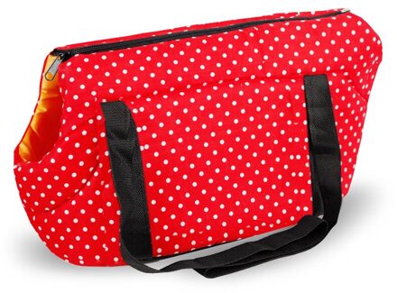 Dot Gedrukt Hond Carrier Hond Rugzak Gezellige & Soft Puppy Kat Hond Zakken Outdoor Wandelen Reizen Puppy Schoudertas Carrier luxe Hond rood / 40x25x28cm