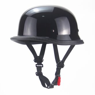 Dot Goedgekeurd Motorhelm Half Gezicht Vintage Retro Duitse Scooter Mannen Helm Hoofd Veiligheid Bescherming Gear Motorhelm helder zwart / Xl