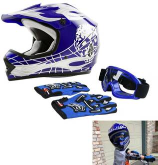 Dot Jeugd Helm Kind Kids Motorfiets Motocross Full Face Off-Road Dirt Bike Atv Sml Xl W/Goggles Handschoenen