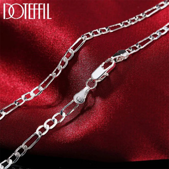 DOTEFFIL 925 Sterling Silver 16/18/20/22/24/26/28/30 Inch 4mm Classic Chain Necklace For Women Man Fashion Wedding Charm Jewelry