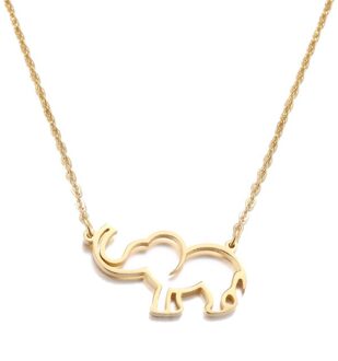 Dotifi Rvs Ketting Voor Vrouwen Lover 'S Origami Olifant Hanger Kettingen Voor Vrouwen Gothic Sieraden Collares De Moda Goud-kleur