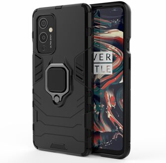 Double Armor backcover hoes met stand - OnePlus 9 - Zwart