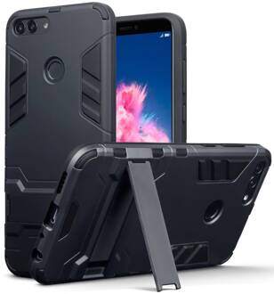 Double Armor Layer hoes met stand - Huawei P Smart - zwart