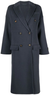 Double-Breasted Coats Brunello Cucinelli , Blue , Dames - XS