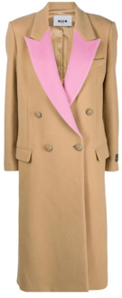 Double-Breasted Coats Msgm , Brown , Dames - M,S