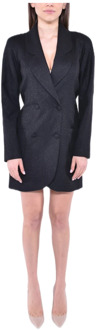 Double-Breasted Jacket Style Mini Jurk MVP wardrobe , Black , Dames - S,Xs