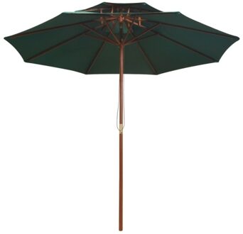 Double-deck parasol 270x270 cm with green wood stick