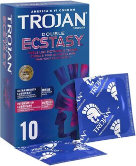 Double Ecstasy 10 Condooms Met Extra Stimulatie Transparant - 53 (omtrek 11-11,5 cm)