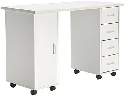 Double Edged Manicure Nail Table with Drawer Station Desk White US Shipping