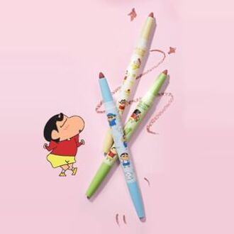 Double-Ended Lip Liner Crayon Shin-chan Edition - 3 Colors #Duo01 Shin-chan Diary (Peach + Gray Brown) - 0.9g+0.2g