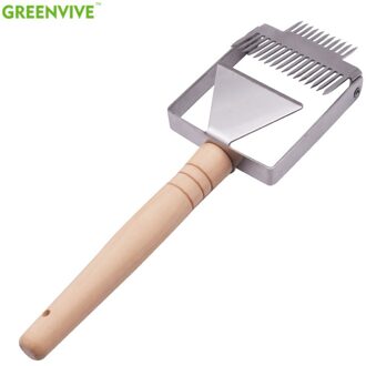 Double-Ended Vork Rvs Honing Kam Ontzegeld Vork Honing Schraper Houten Handvat Bijenteelt Tool