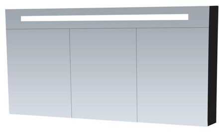 Double Face spiegelkast 140x70x15cm 3 deuren met LED verlichting zwart