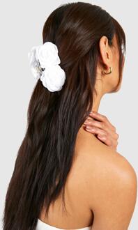 Double Flower Claw Clip, White - ONE SIZE