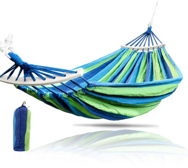 Double Garden Hammock Portable Hammock Sports Home Travel Outdoor Camping Swing Hanging Chair Thick Canvas Stripe Bed Hammock