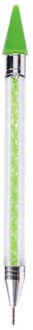 Double Head Nail Pen Kristal Kralen Handvat Strass Oorbellen Pick Krijt Manicure Nail Tool Diamant Schilderij Accessoires groen