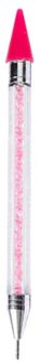 Double Head Nail Pen Kristal Kralen Handvat Strass Oorbellen Pick Krijt Manicure Nail Tool Diamant Schilderij Accessoires roze