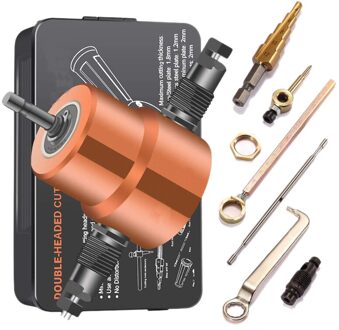 Double Headed Sheet Metal Nibbler Attachment Cutter Met Punch En Stap Boor Voor Rechte Curve En Cirkel Snijden