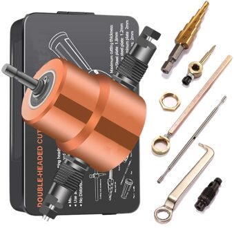 Double Headed Sheet Metal Nibbler Attachment Cutter Met Punch En Stap Boor Voor Rechte Curve En Cirkel Snijden