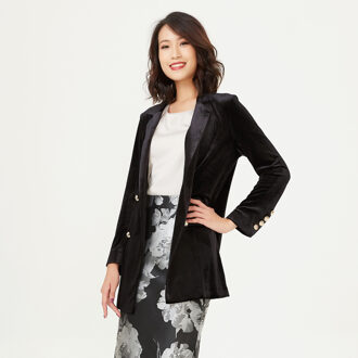 Double knoopje fluwelen jas Zwart - S