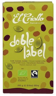 Double Label , 250g organic ground coffee and fair trade