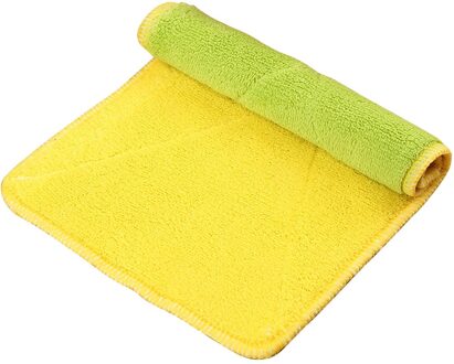 Double-Layer Absorberende Microfiber Keuken Vaatdoek Non-stick Olie Huishoudelijke Schoonmaakmiddelen Vegen Handdoek Kichen Tool Voor Dishclout pot geel