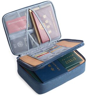 Double Layer Document Ticket Zak Rits Opbergtas Grote Capaciteit Certificaten Bestand Blauw