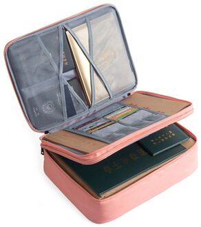 Double Layer Document Ticket Zak Rits Opbergtas Grote Capaciteit Certificaten Bestand Roze