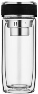 Double-Layer Glas Water Fles Met Thee Infuser 320Ml Lekvrije Hittebestendigheid Drinkbeker Geïsoleerde Drinken fles Kantoor Blauw