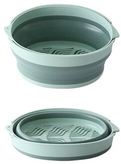 Double-Layer Keuken Zeef Grote Multifunctionele Afvoer Mand Opvouwbare Keuken Colanders Afvoer Wastafel Keukengerei groen