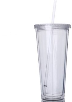 Double-Layer Plastic Anti-Brandwonden Hand Straw Cup Premium Grade Acryl Dubbelwandige Vaatwasmachinebestendig Veelzijdige