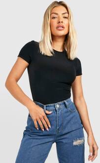 Double Layer Slinky Short Sleeve One Piece, Black - 40