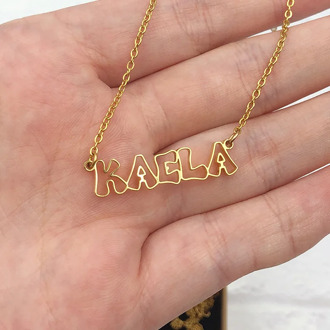 Double Line Hollow Nameplate Pendant Personalized Stainless Steel Jewelry Name Customized Outline Necklace Best Friends Gifts