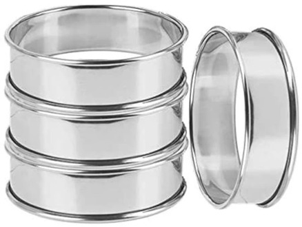 Double Rolled Tart Rings, English Muffin Rings Professional Crumpet Rings Set of 4