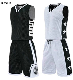Double-sided Basketball Jersey Set Reversed Basketball uniform Men Printed Sports Suit Both Sides Training Shirt Shorts Custom