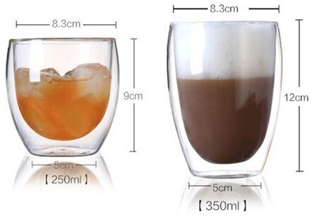 Double Wall Helder Handgemaakte Hittebestendige Thee Drinken Cups Gezonde Drank Mok Koffie Cups Geïsoleerde Borrelglas 250 350