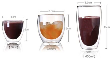 Double Wall Helder Handgemaakte Hittebestendige Thee Drinken Cups Gezonde Drank Mok Koffie Cups Geïsoleerde Borrelglas 80 250 450