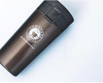 Double Wall Rvs Thermosflessen 380 ml Auto Thermo Cup Koffie Thee Mok Thermol Fles Thermocup bruin