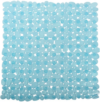 Douche/bad anti-slip mat - badkamer - pvc - aqua blauw - 53 x 53 cm - Badmatjes