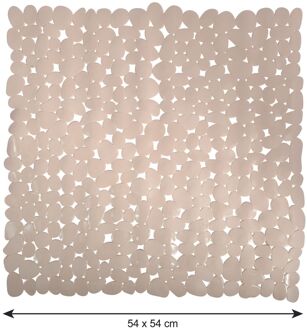 Douche/bad anti-slip mat - badkamer - pvc - beige - 53 x 53 cm - Badmatjes