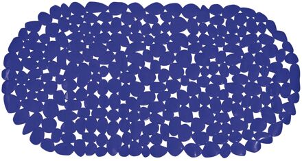 Douche/bad anti-slip mat - badkamer - pvc - donkerblauw - 35 x 68 cm - Badmatjes