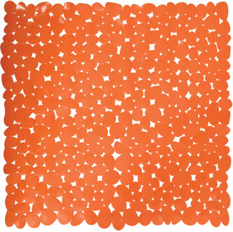 Douche/bad anti-slip mat - badkamer - pvc - oranje - 54 x 54 cm - Badmatjes