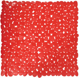 Douche/bad anti-slip mat - badkamer - pvc - rood - 54 x 54 cm - Badmatjes