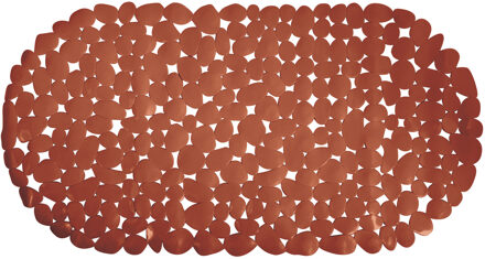 Douche/bad anti-slip mat - badkamer - pvc - terracotta - 35 x 68 cm - Badmatjes Bruin