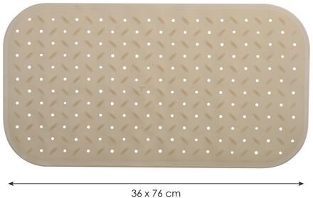 Douche/bad anti-slip mat badkamer - rubber - beige - 36 x 76 cm - Badmatjes