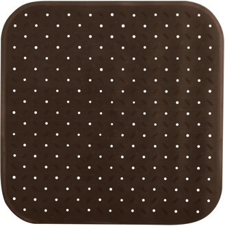 Douche/bad anti-slip mat badkamer - rubber - bruin - 54 x 54 cm - Badmatjes